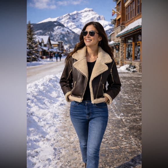 Anthropologie Jackets & Blazers - Anthropologie NWT Pilcro Faux-Leather Sherpa-Lined Jacket size XL.